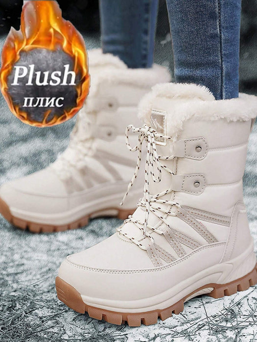 Botas de nieve impermeables de media pantorrilla para mujer