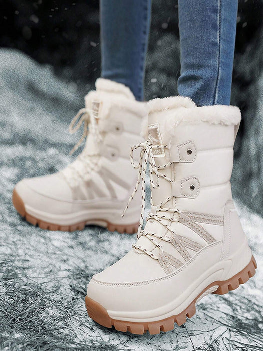 Botas de nieve impermeables de media pantorrilla para mujer