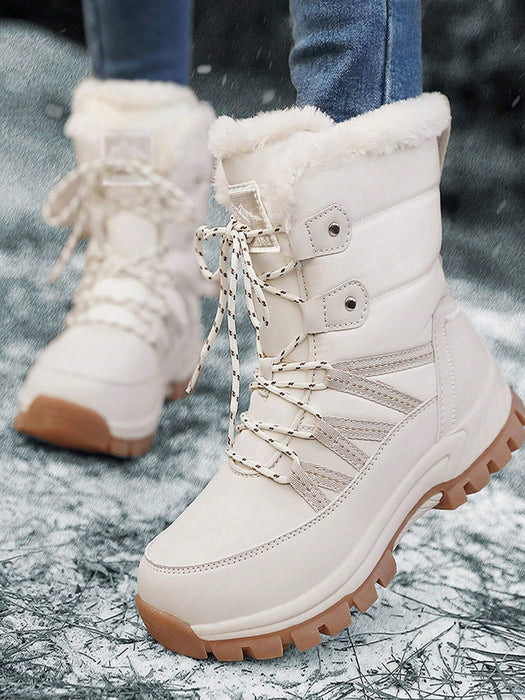 Botas de nieve impermeables de media pantorrilla para mujer