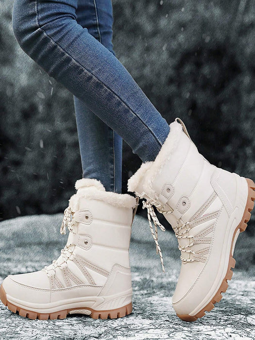 Botas de nieve impermeables de media pantorrilla para mujer