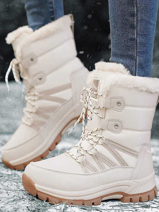 Botas de nieve impermeables de media pantorrilla para mujer