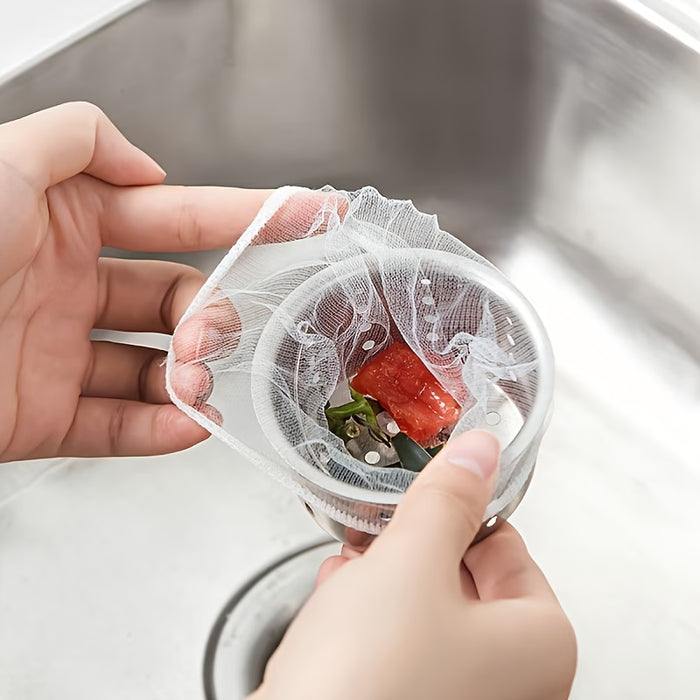 Paquete de 100 coladores de tela para fregadero de cocina - Bolsas desechables para atrapar residuos de alimentos