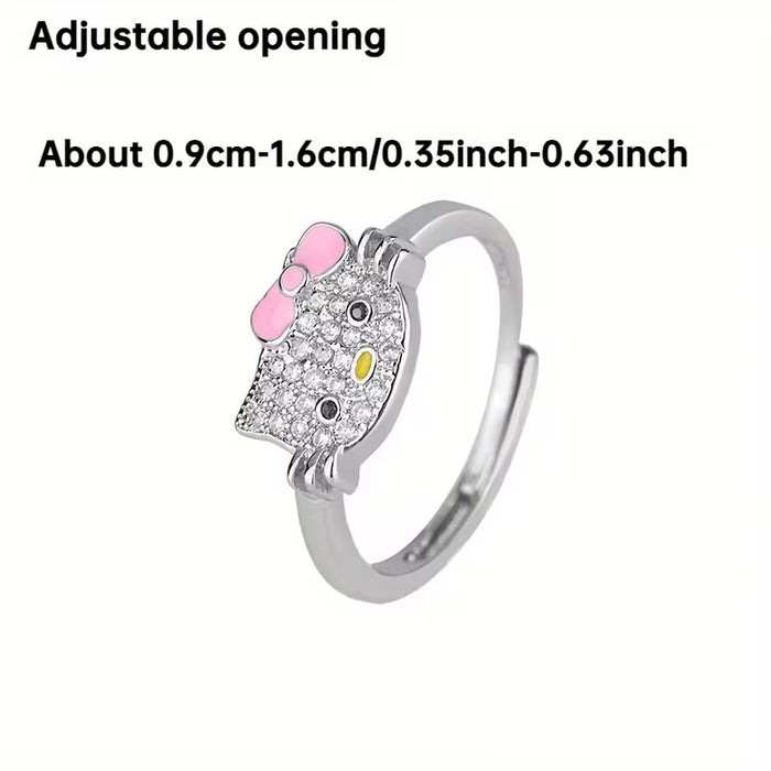 Anillo Dulce de Gatito de Zirconia Sintética Gato Lindo Joyería para Estudiantes