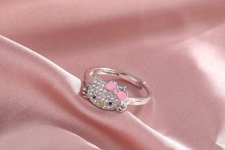 Anillo Dulce de Gatito de Zirconia Sintética Gato Lindo Joyería para Estudiantes