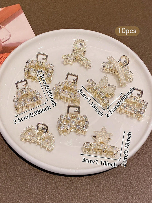 Shein 10 mini pinzas para el cabello con decoración de diamantes de imitación