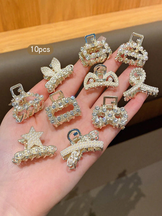 Shein 10 mini pinzas para el cabello con decoración de diamantes de imitación