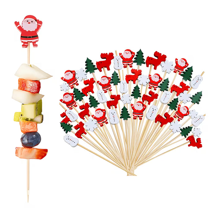 100pcs Palillos Festivos de Navidad para Cócteles de diseños aleatorios