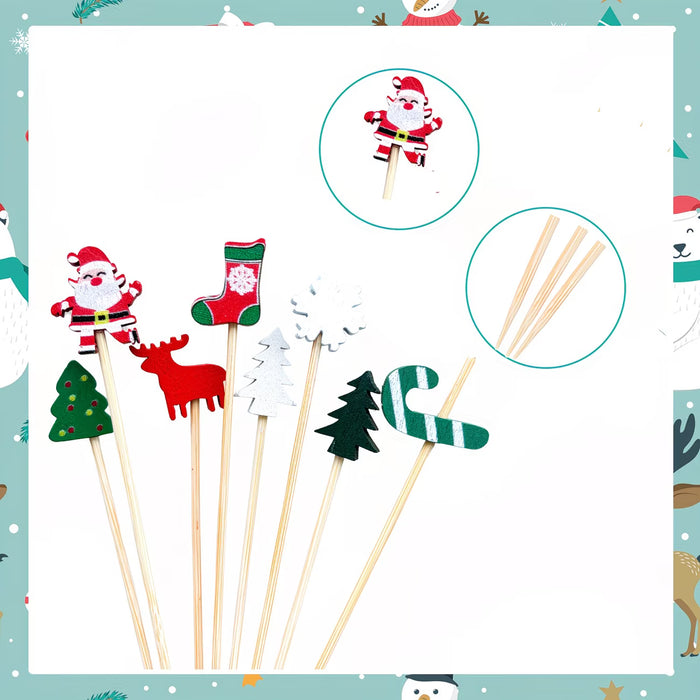 100pcs Palillos Festivos de Navidad para Cócteles de diseños aleatorios