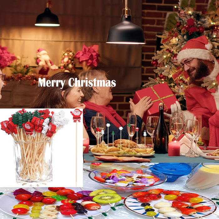 100pcs Palillos Festivos de Navidad para Cócteles de diseños aleatorios