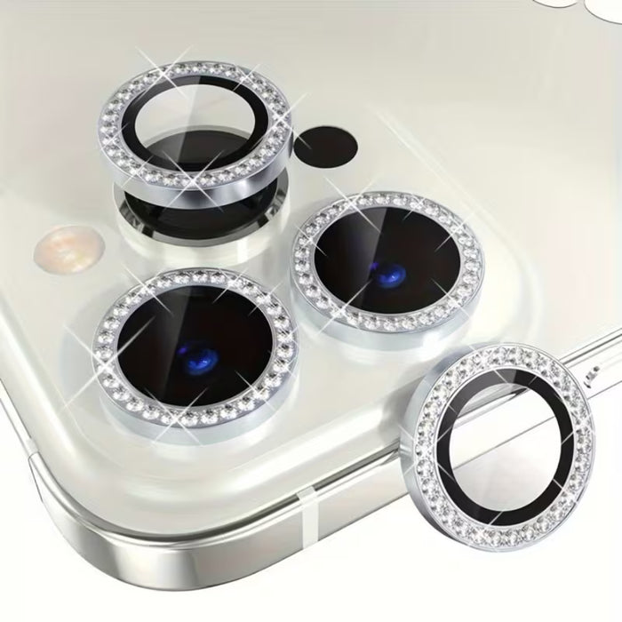 Protector de lente de cámara de vidrio templado plateado para iPhone 14 Pro / 14 Pro Max