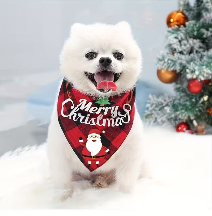 Bandana Navideña para Perros con Gorro de Santa y Letras "Feliz Navidad"