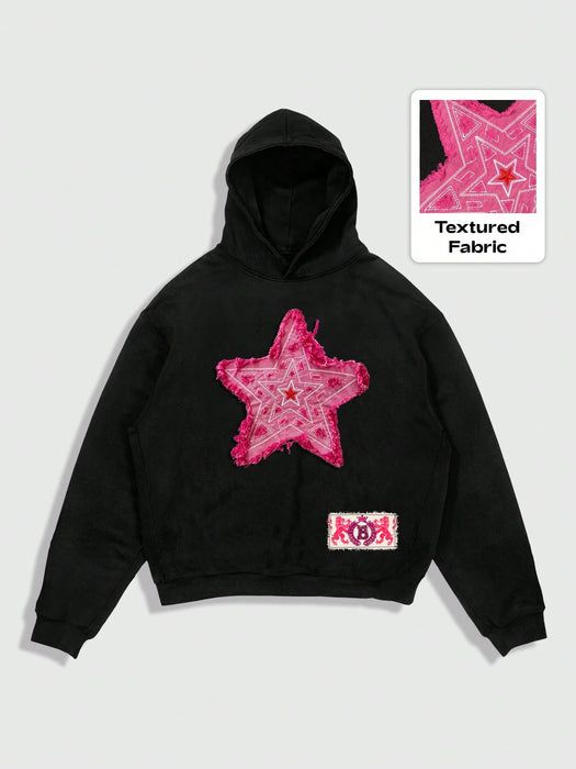 Shein ROMWE MEN Street Life Sudadera casual de manga larga con capucha y diseño de pentagrama para hombre