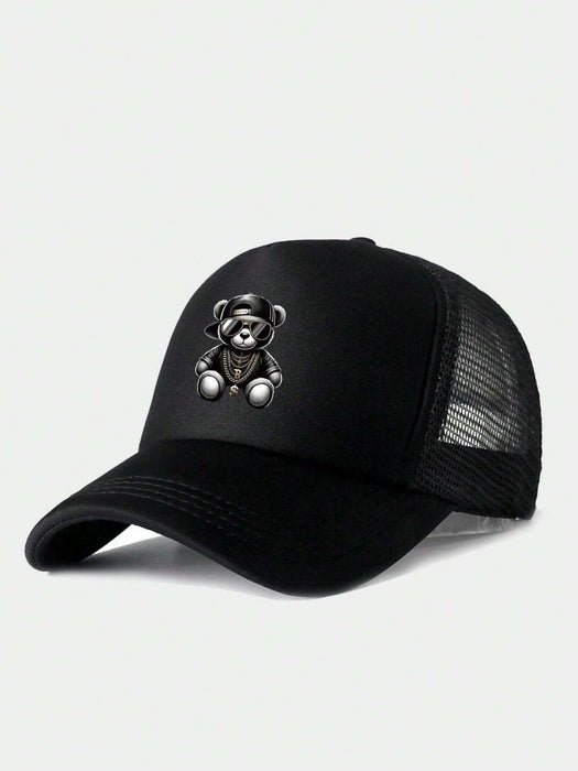 Gorra de camionero con estampado de oso para hombres