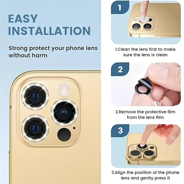 Juego de 6 protectores de lente de vidrio templado con brillo para modelos de iPhone 12 Pro