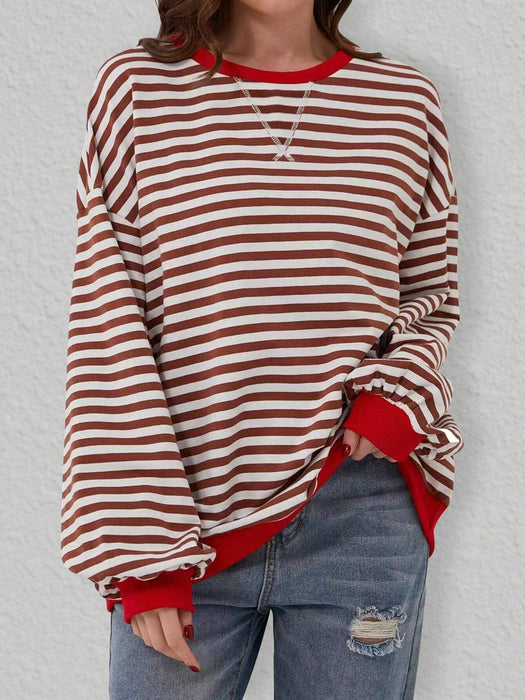 SHEIN Sudadera holgada de manga larga con cuello redondo, parches y estampado
