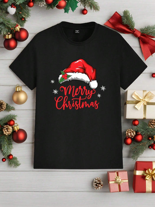 SHEIN Manfinity Homme Camiseta de cuello redondo negra con gráfico