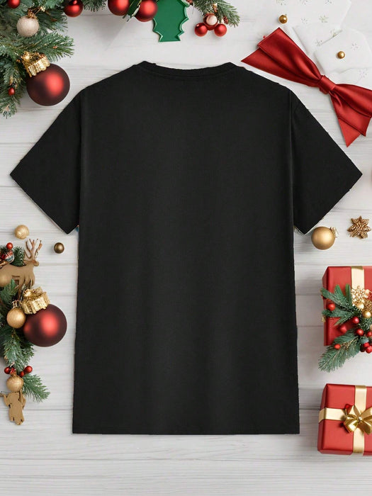 SHEIN Manfinity Homme Camiseta de cuello redondo negra con gráfico
