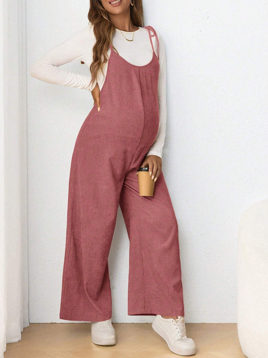 SHEIN Mono informal con tirantes y lazo para embarazadas, ropa de maternidad de ajuste ceñido