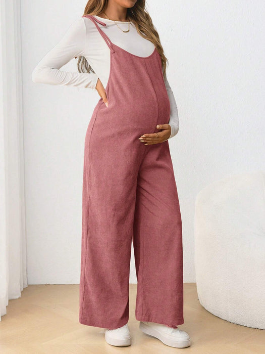 SHEIN Mono informal con tirantes y lazo para embarazadas, ropa de maternidad de ajuste ceñido