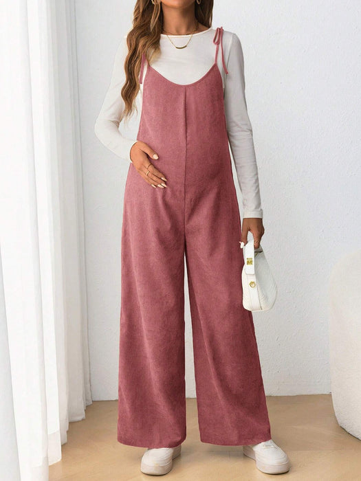 SHEIN Mono informal con tirantes y lazo para embarazadas, ropa de maternidad de ajuste ceñido