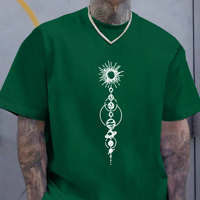 Camiseta casual transpirable hombre estampado de galaxia