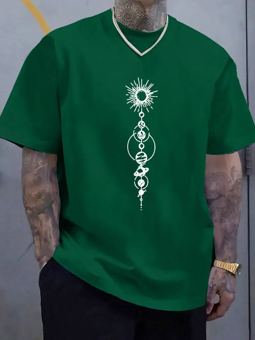 Camiseta casual transpirable hombre estampado de galaxia