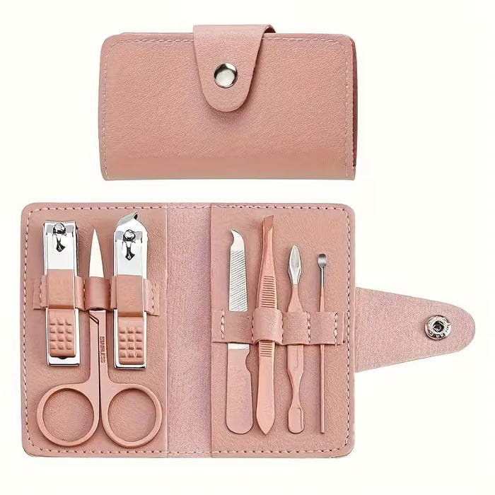 Kit de manicura y pedicura de 7 piezas con estuche de viaje