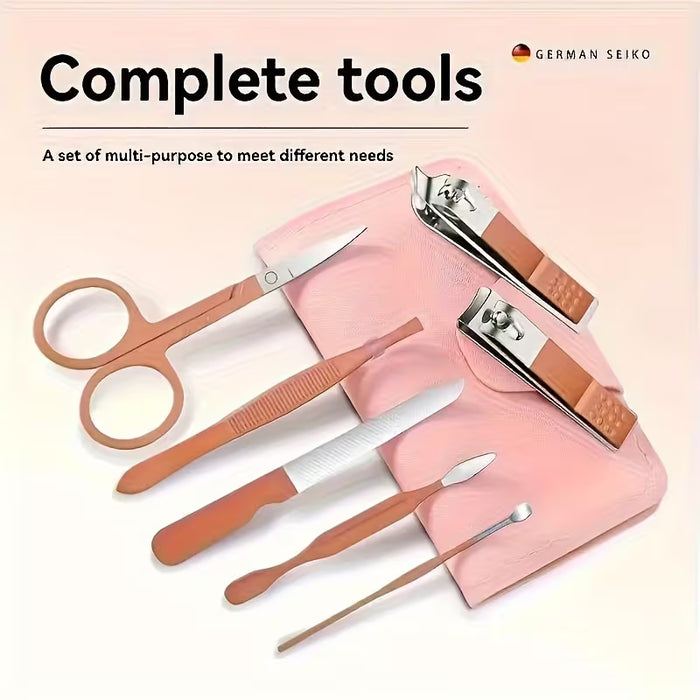 Kit de manicura y pedicura de 7 piezas con estuche de viaje
