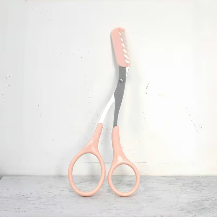 Tijeras Rosadas para Depilar Cejas con Peine Incorporado