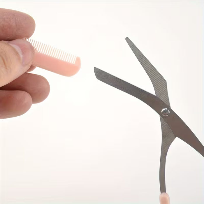 Tijeras Rosadas para Depilar Cejas con Peine Incorporado