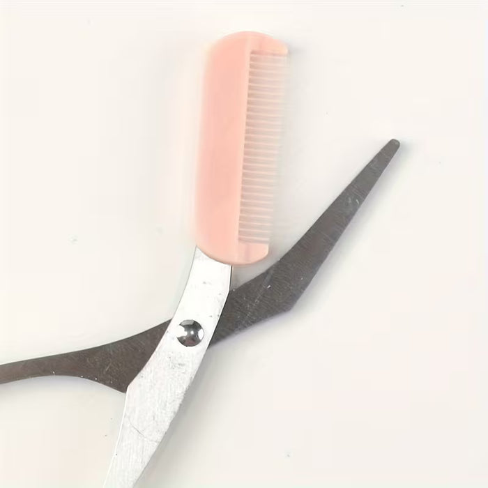 Tijeras Rosadas para Depilar Cejas con Peine Incorporado