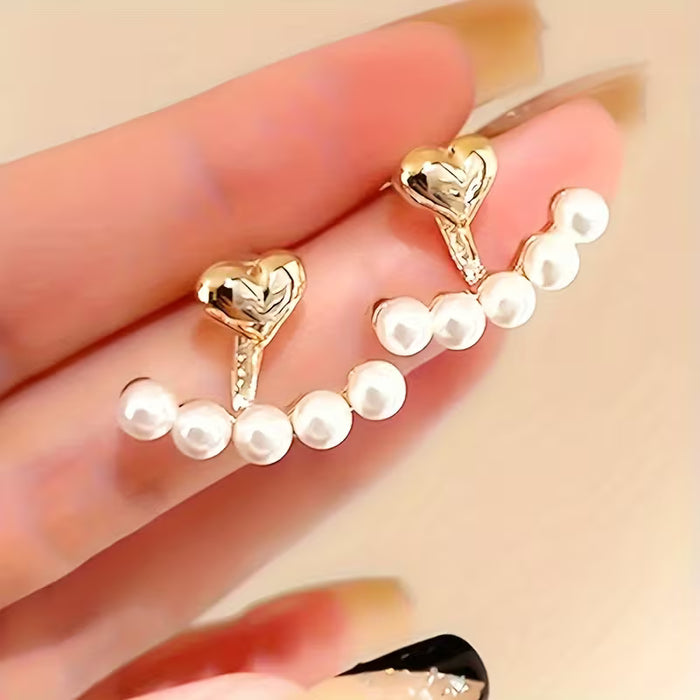 1 Par de Pendientes de Estudio de Mujer Elegante en Forma de Corazón de Cobre