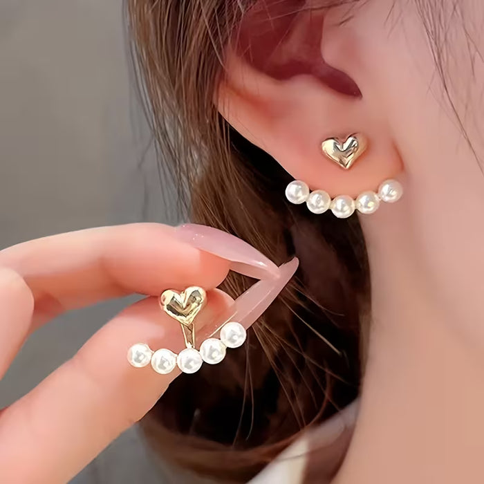 1 Par de Pendientes de Estudio de Mujer Elegante en Forma de Corazón de Cobre