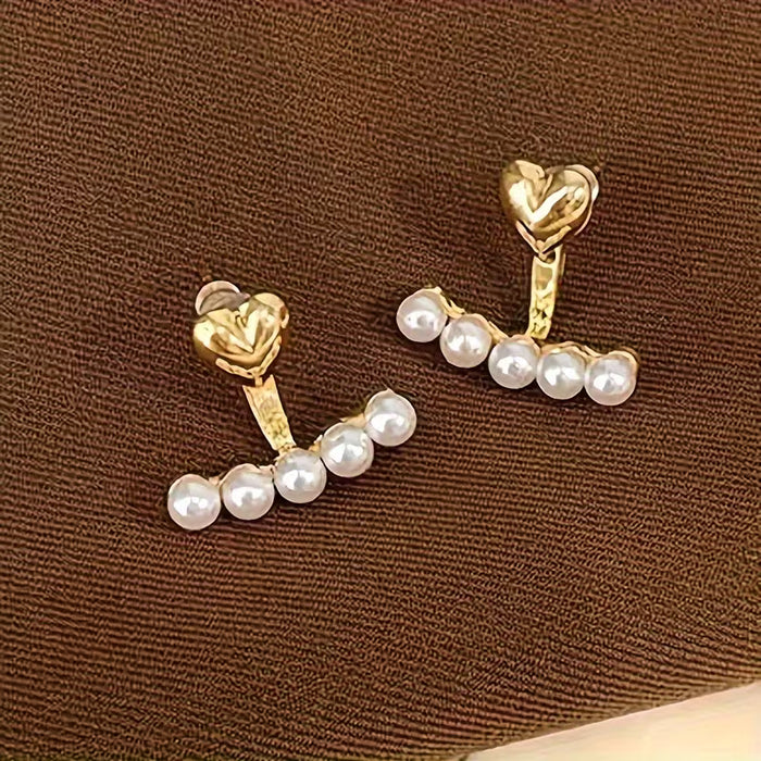 1 Par de Pendientes de Estudio de Mujer Elegante en Forma de Corazón de Cobre