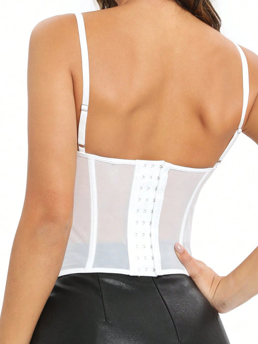 Shein 1 camisola de encaje y malla, ideal para salidas