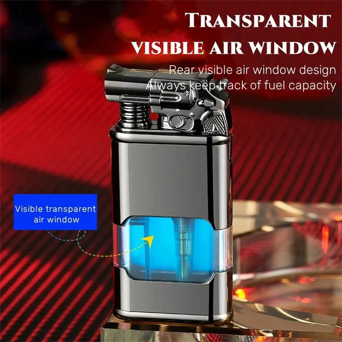 1 encendedor de doble fuego de descarga recta con cámara de aire visible tridimensional