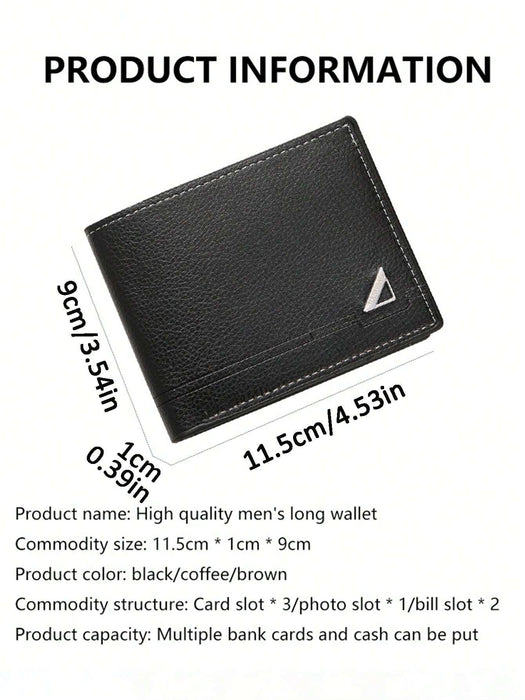 SHEIN 1 Cartera corta de cuero sintético para hombre, suave a cuadros, múltiples ranuras para tarjetas