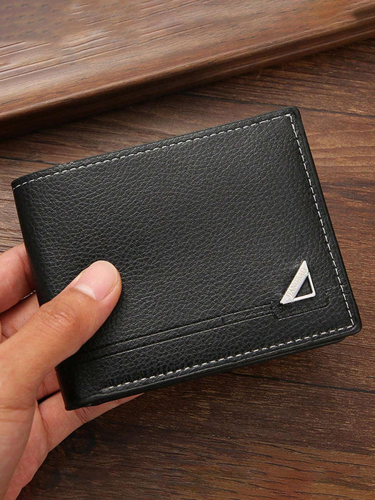 SHEIN 1 Cartera corta de cuero sintético para hombre, suave a cuadros, múltiples ranuras para tarjetas