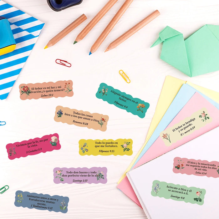 Shein 200 pegatinas inspiradoras en español coloridas con versículos bíblicos y flores