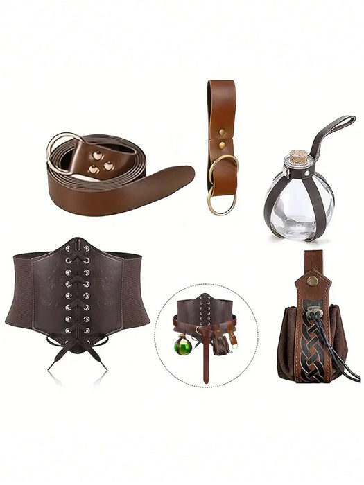 Shein Set de 5 piezas de lencería moldeadora para mujer con estilo del Renacimiento: Cinturón con anillo en forma de O vintage