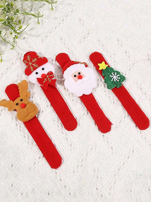 Shein 12 pulseras navideñas de peluche festivas con diseños de Papá Noel, muñeco de nieve, reno y oso
