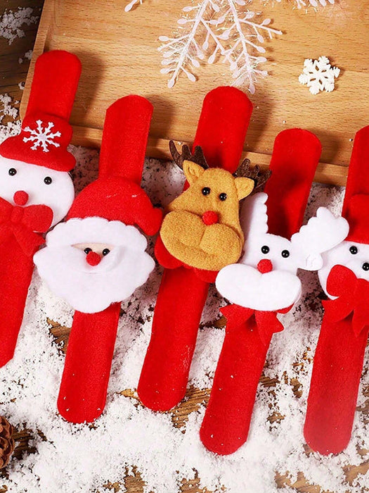 Shein 12 pulseras navideñas de peluche festivas con diseños de Papá Noel, muñeco de nieve, reno y oso