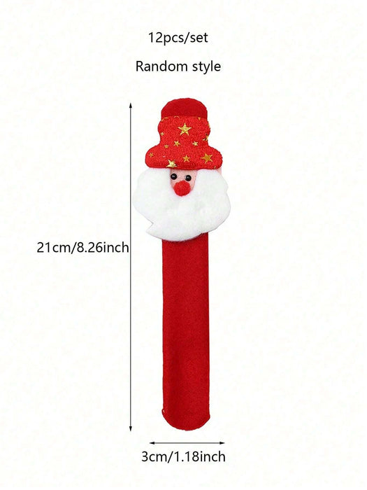 Shein 12 pulseras navideñas de peluche festivas con diseños de Papá Noel, muñeco de nieve, reno y oso