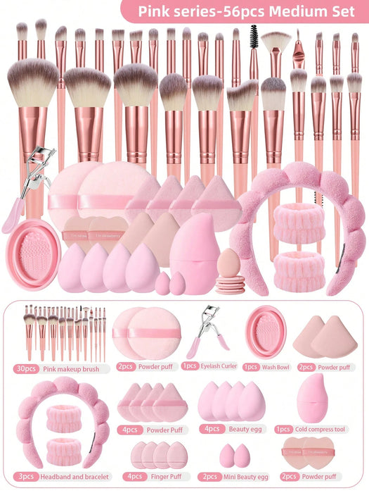 Shein Juego de 56 piezas de brochas de maquillaje