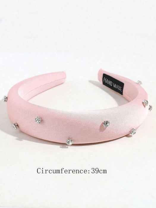 Shein 1 diadema de satén liso con cristales sintéticos para mujer, ideal para uso diario