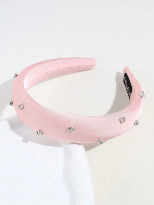 Shein 1 diadema de satén liso con cristales sintéticos para mujer, ideal para uso diario
