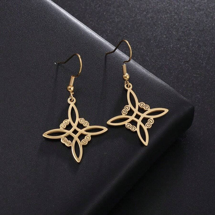 Shein 1 par de pendientes de bruja con nudo celta de acero inoxidable a la moda