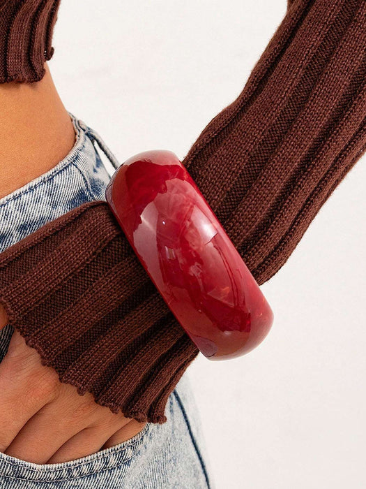 SHEIN Set de 2 pulsera de resina, brazalete rojo, blanco y dorado brillante