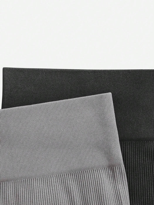 Shein Velisys Leggings deportivos casuales de unicolor y de moda, pantalones de yoga de dos piezas