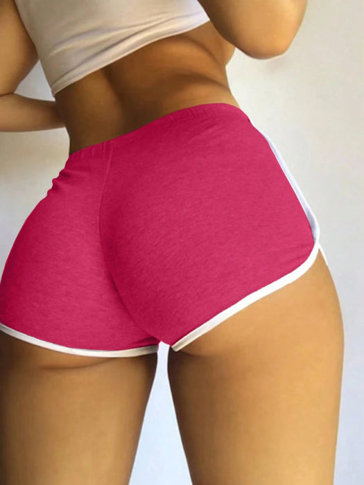 Shein INAWLY Pantalones cortos casuales de color liso con cintura elástica y bajo para mujer